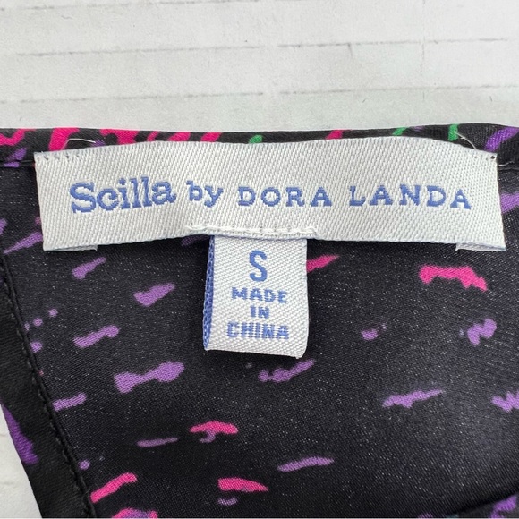 Chic Artistic Feminine 100% Silk Charmeuse Blouse Black & Vivid Print Women’s S - Picture 10 of 10